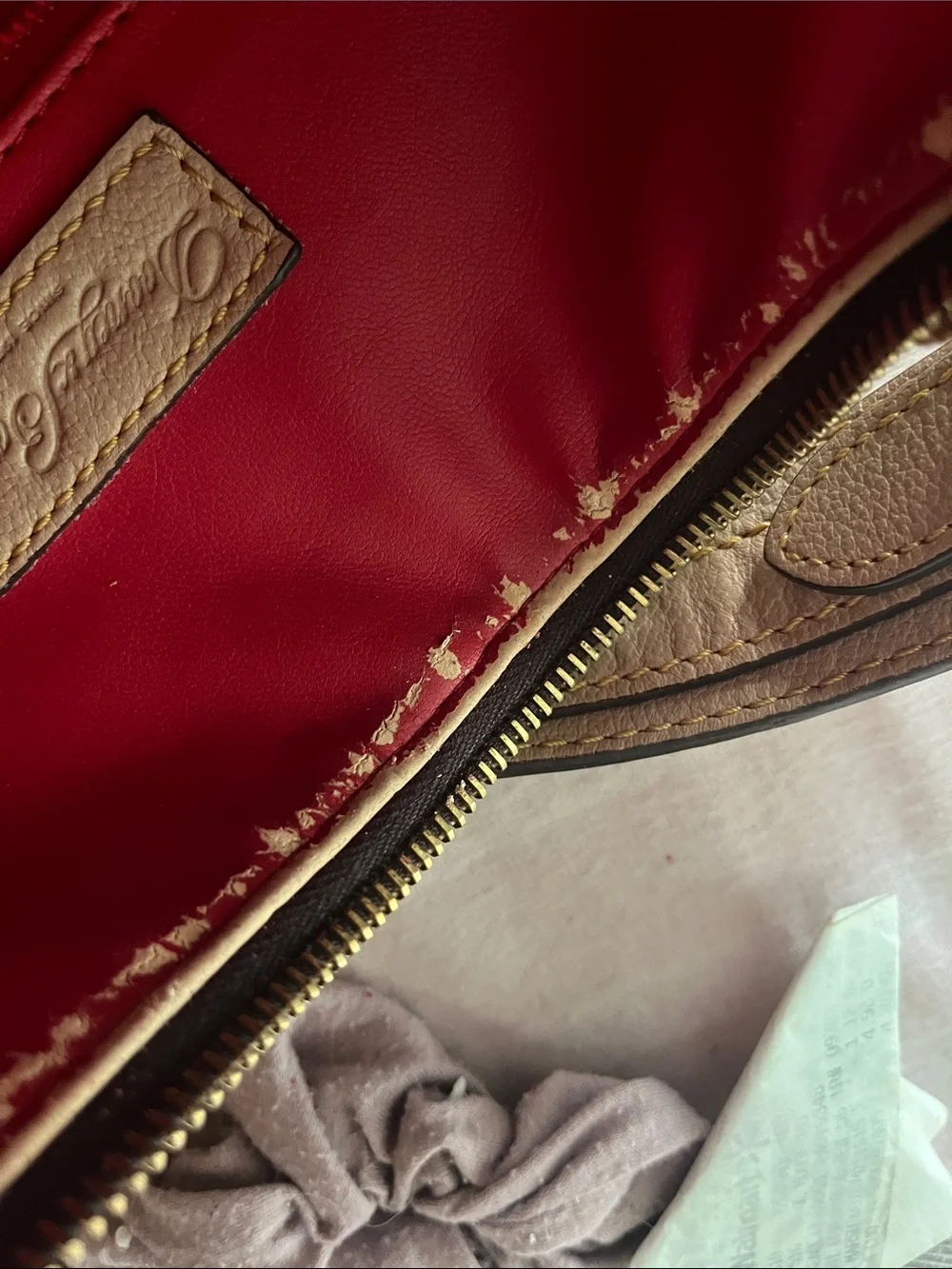 Dooney & Bourke tan and Black Leather Hobo Bag